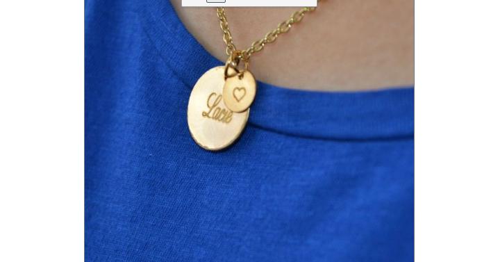 Personalized Disc and Heart Necklace  Only $6.99!