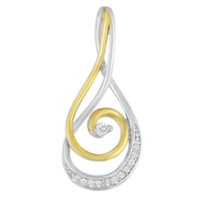 Load image into Gallery viewer, 10K Two-Tone Gold 1/6 CTTW Round Cut Diamond Sparkling Spiral Pendant Necklace (H-I, I2-I3)