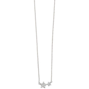 Beginnings Cubic Zirconia Double Star Necklace - Silver/Clear
