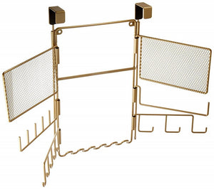 Inter Design Over Door Accessory Organizer for Jewelry and More, Pearl Brass