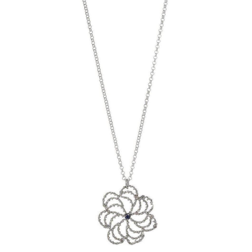 Aurum by Gudbjorg Asterias Swirl Flower Necklace - Silver