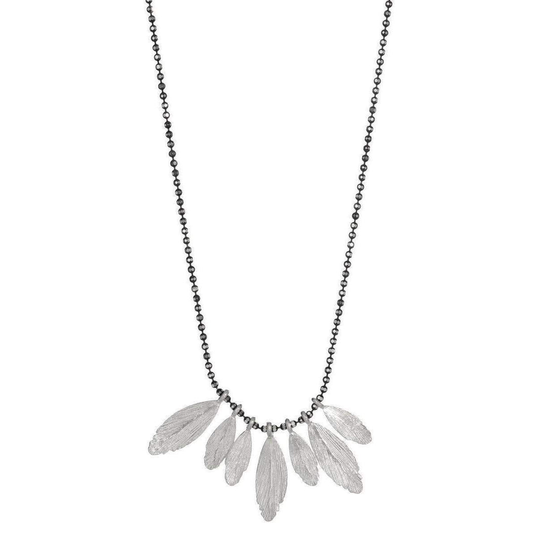 Aurum by Gudbjorg Raven Multi Feather Necklace - Silver