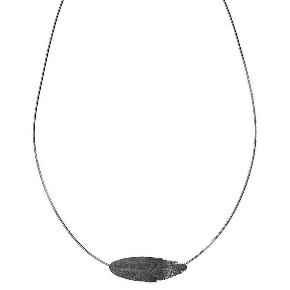 Aurum by Gudbjorg Raven Single Feather Necklace - Black
