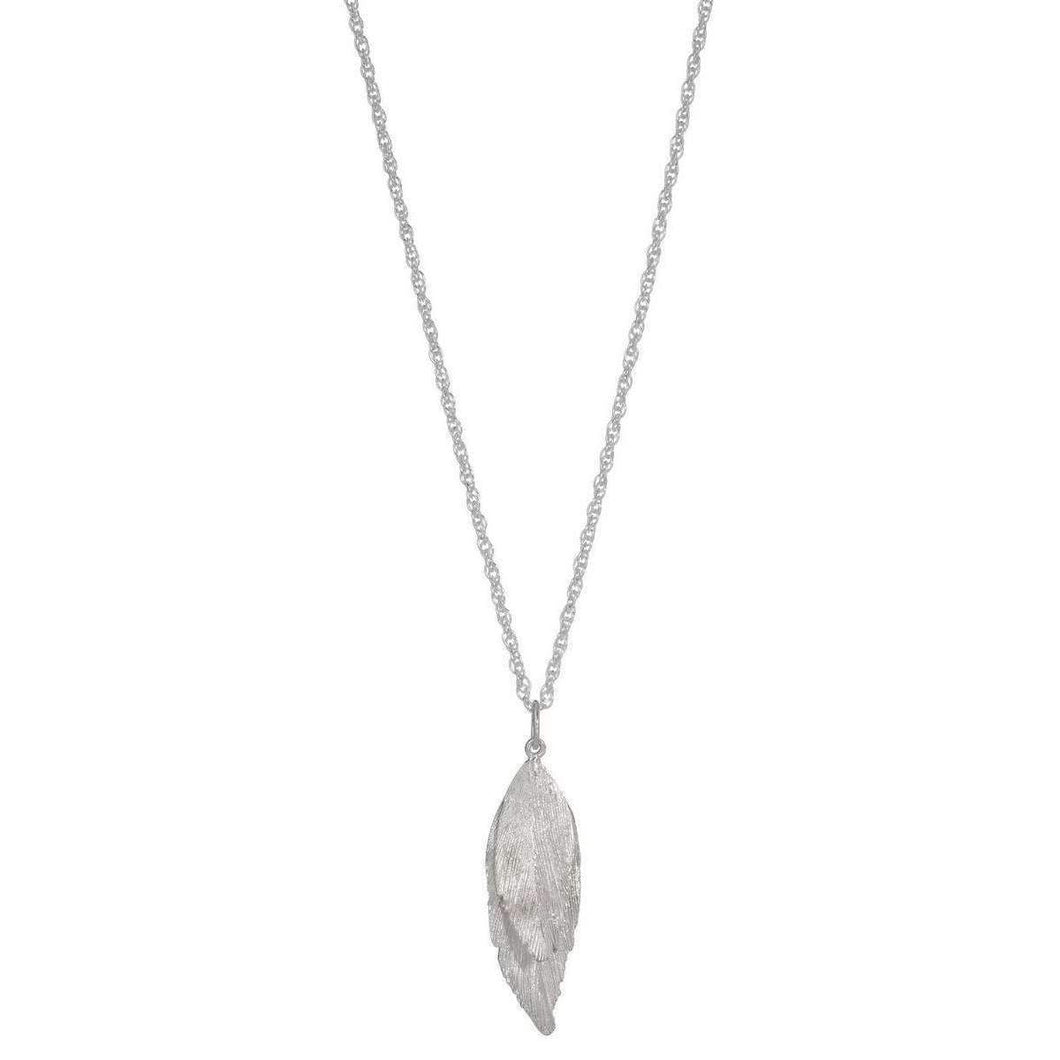 Aurum by Gudbjorg Raven Feather Drop Necklace - Silver