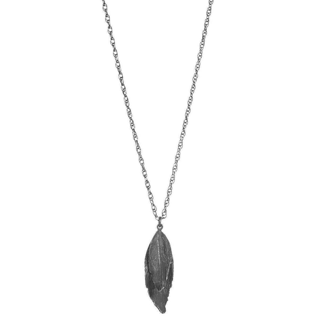 Aurum by Gudbjorg Raven Feather Drop Necklace - Black
