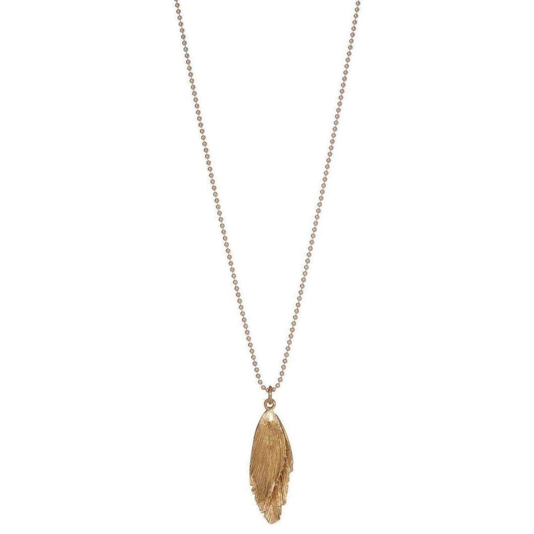 Aurum by Gudbjorg Raven Small Feather Drop Necklace - Gold