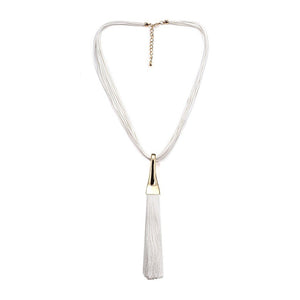 Luxe White Silk Tassels Necklace