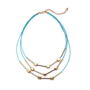 Luxe Blue Gold Layered Necklace