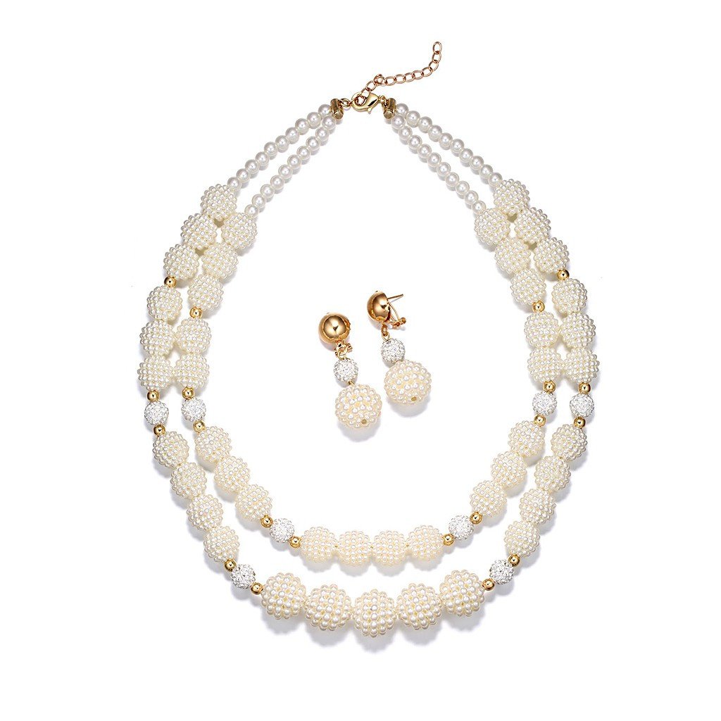 Luxe Woven Pearl Beads Necklace Set
