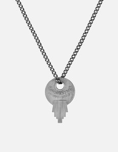 Wise Lock Necklace, Matte Silver