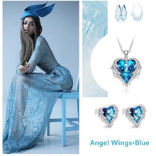 Load image into Gallery viewer, Angel Wings Love Heart Crystal Necklace