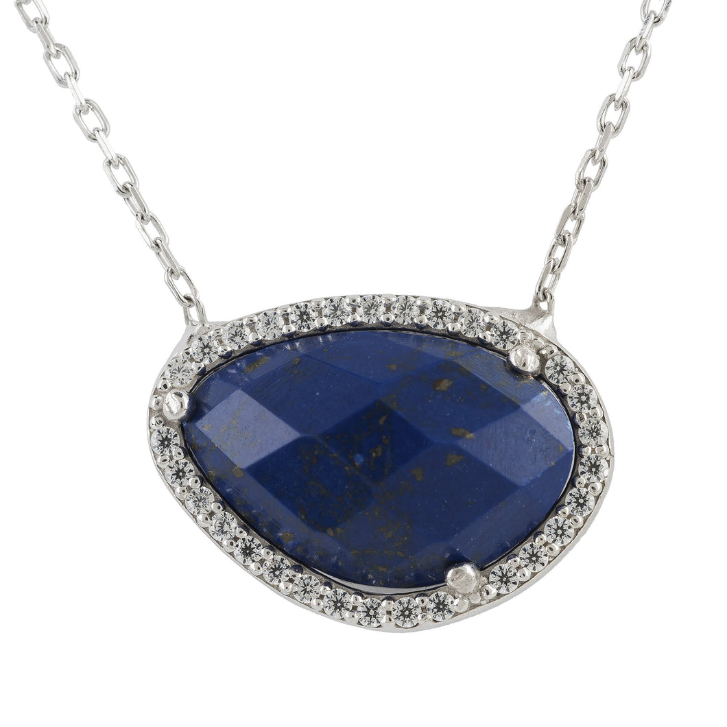 Sofia Lapis Lazuli Gemstone Necklace Silver