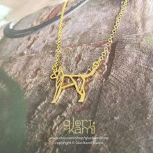 Load image into Gallery viewer, American hairless terrier, Dog Necklace, Origami Necklace, Gold plated necklace, Dog Memorial, Original design, Pet Lover, Pet gift
