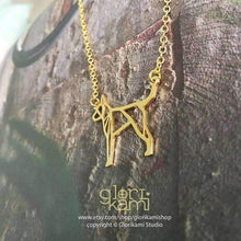 Load image into Gallery viewer, American hairless terrier, Dog Necklace, Origami Necklace, Gold plated necklace, Dog Memorial, Original design, Pet Lover, Pet gift