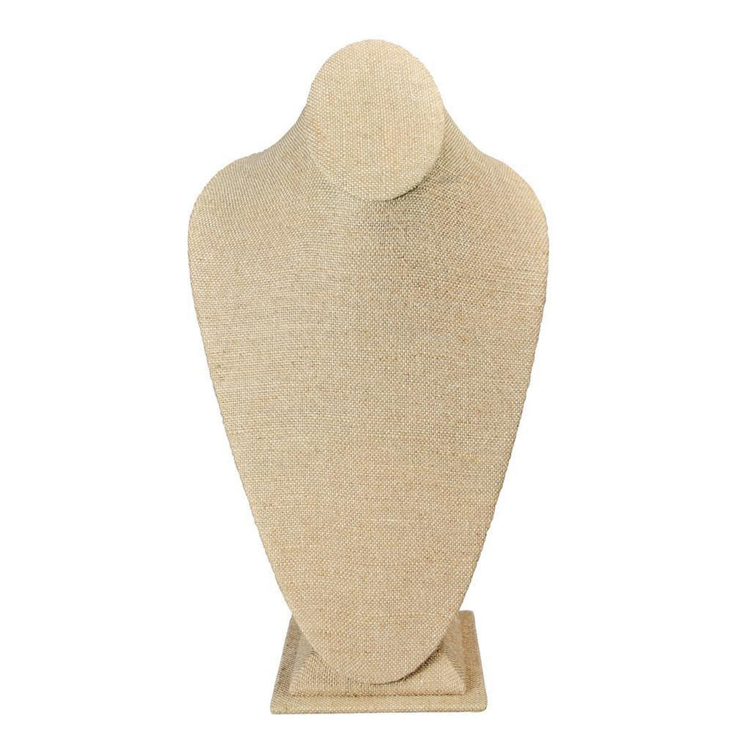 #181-LN Undyed Color 100% Organic Hemp Linen Covered Necklace Display Bust