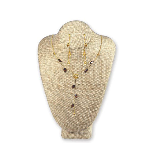 #189-3(LN) Undyed Color 100% Organic Hemp Linen Covered Necklace Display Bust