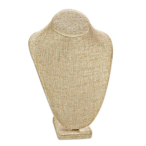 #189-7(LN) Undyed Color 100% Organic Hemp Linen Covered Necklace Display Bust