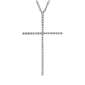 18ct White Gold 0.11ct Diamond Fine Cross Necklace