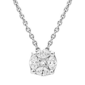 18ct White Gold 0.26ct Diamond Cluster Necklace