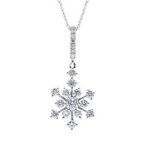 18ct White Gold 0.43ct Diamond Snowflake Necklace