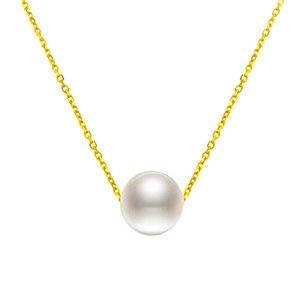 18k AU750 Gold necklace lucky round pearls choker for girls Mum high luster pearls pink color diameter 7-10.5mmoptional