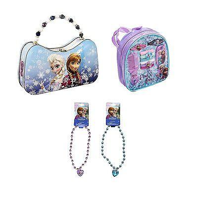 Disney Frozen Scoop Carry All Tin with Hair Accessory Set & Necklaces Combo-New!