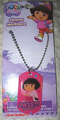 Nick Jr. Kids  Dora Sweet Muy Dulce Dog Tag Necklace Birthday PARTY FAVORS-NEW