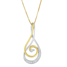 Load image into Gallery viewer, 10K Two-Tone Gold 1/6 CTTW Round Cut Diamond Sparkling Spiral Pendant Necklace (H-I, I2-I3)
