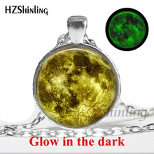 Load image into Gallery viewer, 2017 New Arrival Glowing Jewelry Full Moon Necklace Handmade Glass Dome Lunar Eclipse Necklace Glow in the dark Pendant Jewelry