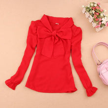 Load image into Gallery viewer, 2019 spring girls blouse clothes children school clothes children blouse cute girl bow chiffon shirt Child 5 colors age 1-16Y