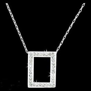 Pewter Window to Eternity CZ Pendant on 18" Chain