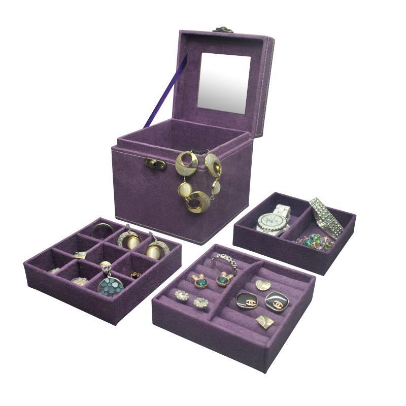 Jewelry Box Christmas Gift Box Three - Tier Jewelry Box Flannelette Jewelry Storage Box Jewelry Decorated Box