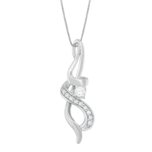 Load image into Gallery viewer, 10K White Gold 1/5 CTTW Round Cut Diamond Swirl Pendant Necklace (H-I, I1-I2)