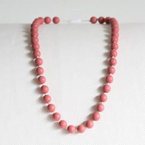 Peachtree Teething Necklace Long Pearls Rose