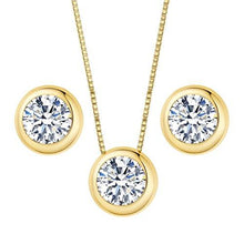 Load image into Gallery viewer, 7 Colors Cubic Zircon Jewelry Set Stainless Steel Crystal Necklace Earrings Bracelets Ring Valentines Day Birthday Gifts