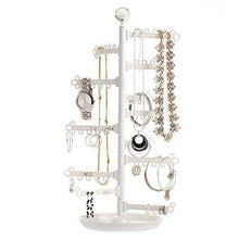 Load image into Gallery viewer, All Hung Up Black 12-Tier Stand Jewelry Holder Tray/Dish - Customizable Storage 17&amp;frac12;&rdquo; Tall Tree Tower Display Organizer for Necklaces, Ear