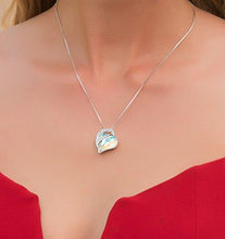 Load image into Gallery viewer, : Love White Opal Color Heart Pendant Necklace, Silver-Tone,
