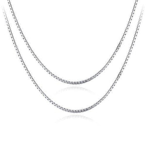 925 Sterling Silver 18k White Gold Plated 0.6mm Box Italian Crafted Necklace Chain 2pcs 18"