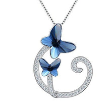Load image into Gallery viewer, 925 Sterling Silver CZ "Butterfly Lover" Vine Made with Swarovski Crystals Pendant Necklace