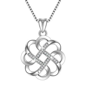 925 Sterling Silver CZ Good Luck Celtic Knot Cross Vintage Pendant Necklace For Women