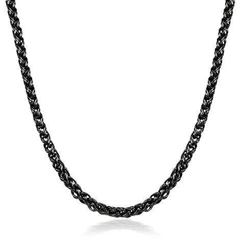 Black Tone 2.4Mm Spiga Chain Link Necklace, 18 Inches