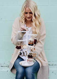 All Hung Up Black 12-Tier Stand Jewelry Holder Tray/Dish - Customizable Storage 17½” Tall Tree Tower Display Organizer for Necklaces, Earrings, Rings, Bracelets