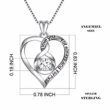 Load image into Gallery viewer, 925 Sterling Silver 3A Round Cubic Zirconia "I Love You" Love Heart Women Necklace Pendant 18" Chain