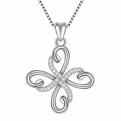 925 Sterling Silver Heart Infinity Symbol Holy Jesus Cross Pendant Necklace 18
