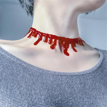 Load image into Gallery viewer, Halloween Horror Blood Drip Necklace Fake Blood Vampire Fancy Joker Choker Costume Red Necklaces