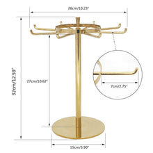 Load image into Gallery viewer, Featured metal jewelry display stand gold rotatable table top jewelry display holder necklaces bracelets earrings ring hanging jewelry organizer gold
