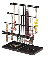 Load image into Gallery viewer, Online shopping castlencia black velvet tray extra large 5 tier tabletop bracelet necklace earring display jewelry tree jewelry organizer holder