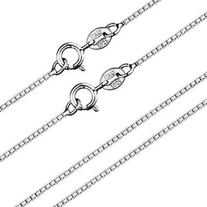 925 Sterling Silver 18k White Gold Plated 0.8mm Box Italian Necklace Double Chain 2pcs 16"&18"