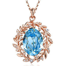 Load image into Gallery viewer, &quot;Flower Fairy&quot; Flower Pendant Necklace with Pink Teardrop Shaped Jewelry, Crystals from Swarovski