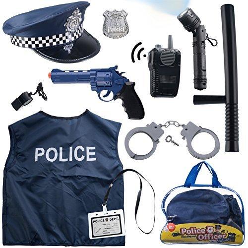 12 Pcs Police Costume for kids with Toy Role Play Kit with Bag Included